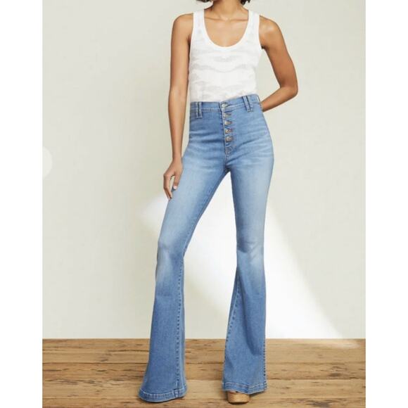 Veronica Beard Sheridan Bell Bottom Jeans Lakeshore Wash Size 32 High Rise - Picture 1 of 11